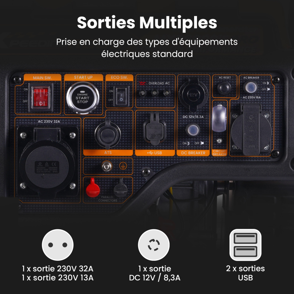 Générateur Inverter 5.5KW Démarrage à essence Groupes électrogènes for camping