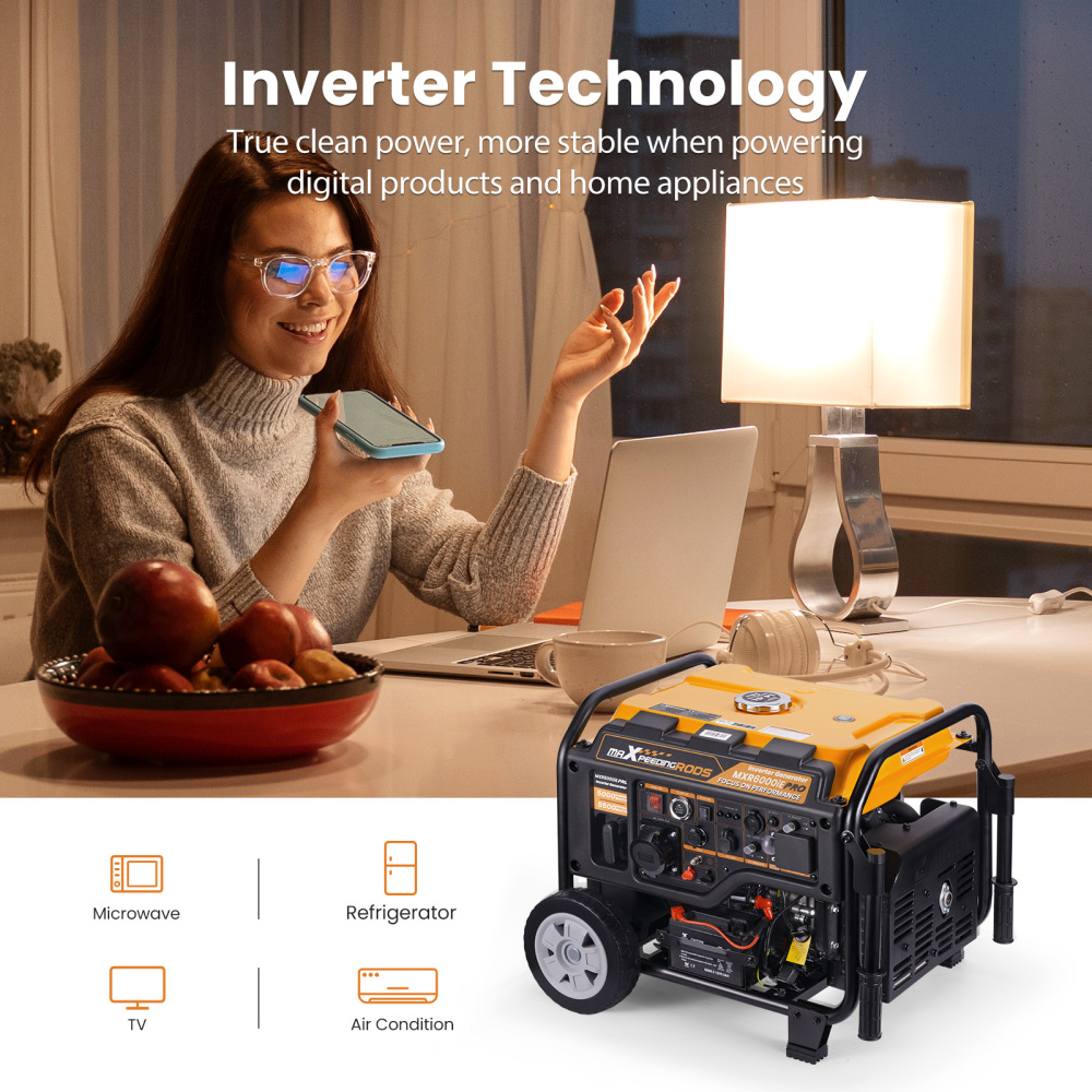 Petrol Inverter Generator Portable 5500W 5.0kVA 4-Stroke +ATS Interface Camping