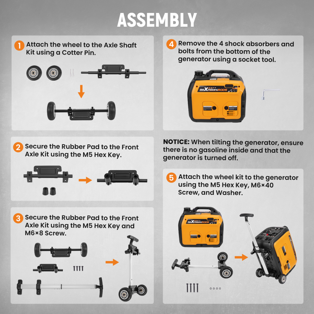 Generator Accessories Wheel and Handle Set for Maxpeedingrods MXR2300 MXR3500