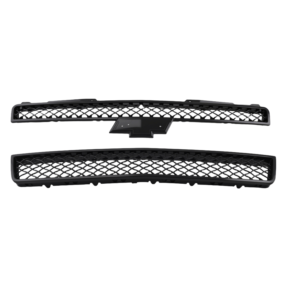Black Front Grille Set compatible for Chevy Avalanche compatible for Tahoe Suburban 2007-2014 15946154