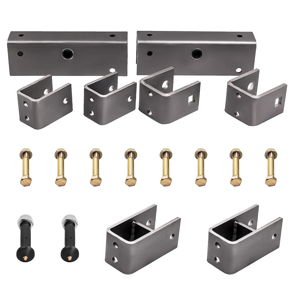 2 wide slipper spring hanger kit for tandem trailer axle with shackle bolts