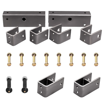 2 wide slipper spring hanger kit for tandem trailer axle with shackle bolts