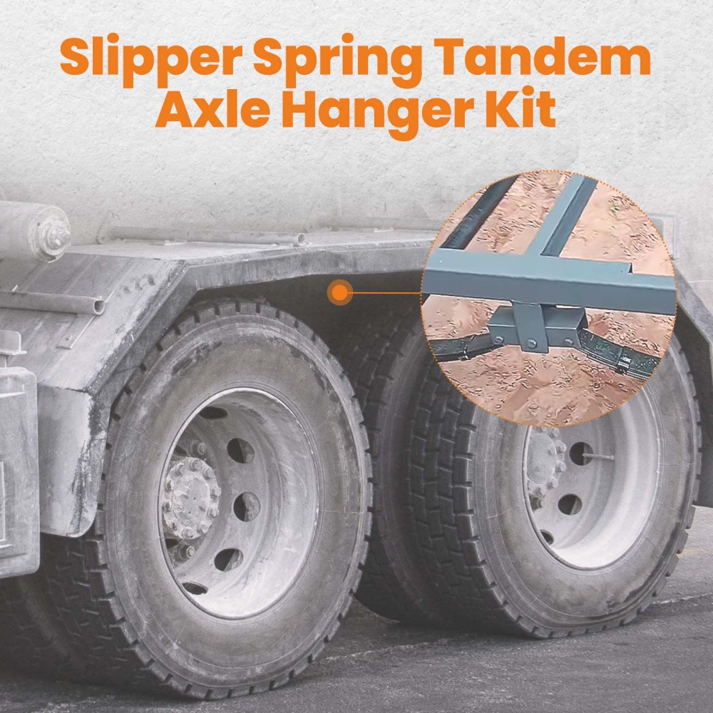 2 wide slipper spring hanger kit for tandem trailer axle with shackle bolts