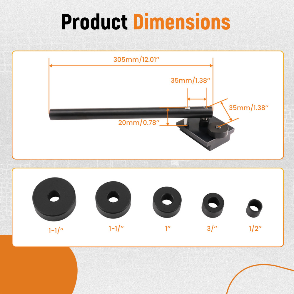 3/8 diameter mild steel rod Bender Forming Tool for 3/4,1,1-1/4,1-1/2 diameter