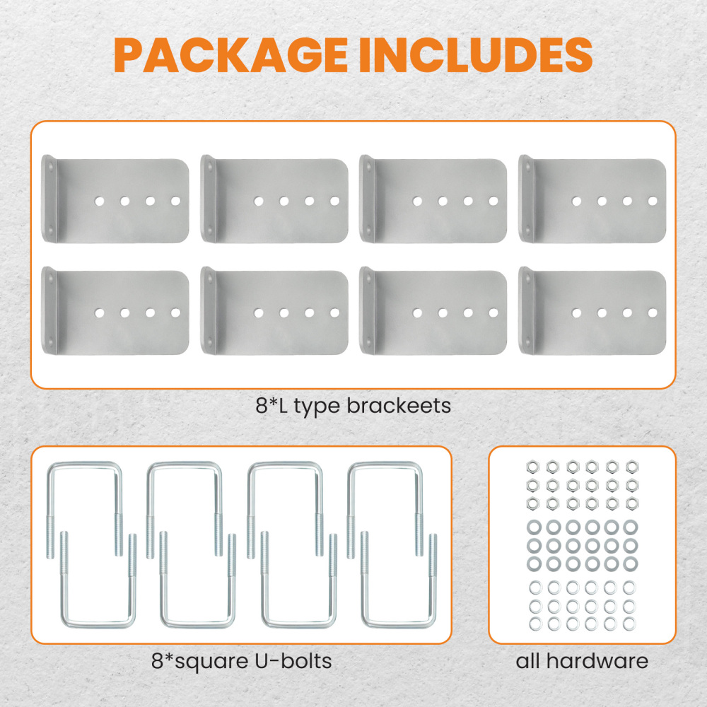 8PCS Galvanized L-Type Boat Trailer Bunk Bracket Kit Fit For 3 x 3 Crossmember