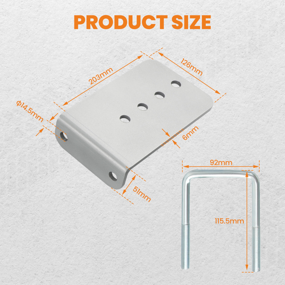 8PCS Galvanized L-Type Boat Trailer Bunk Bracket Kit Fit For 3 x 3 Crossmember