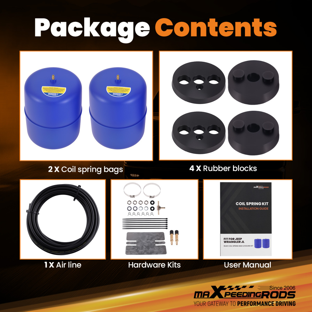 Rear Air Suspension Helper Spring Kit compatible for Jeep Wrangler 2.0L 1997CC 2018-on