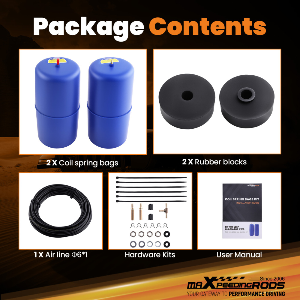 Rear Air Suspension Helper Spring Kit 2300 LBS compatible for Jeep Gladiator 4WD 2020-2025