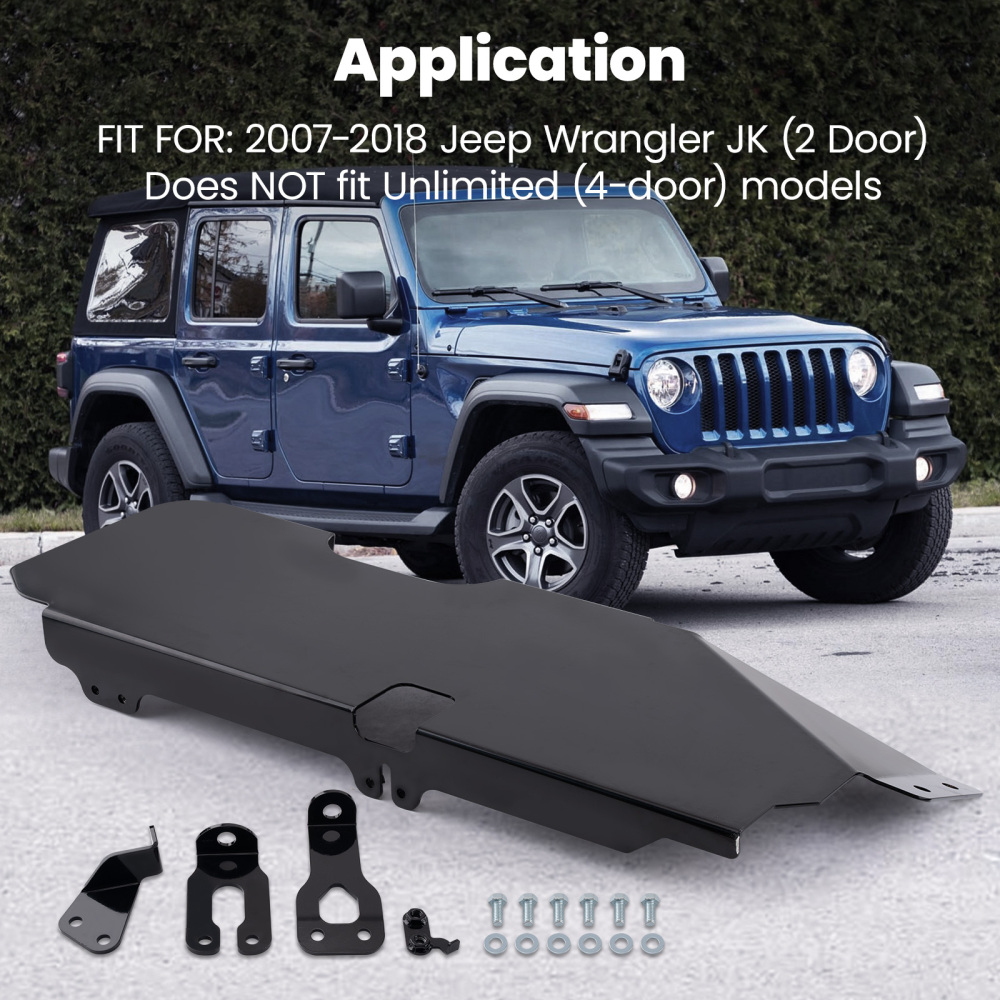 Steel Gas Tank Skid Plate Fits For 07-18 compatible for Jeep Wrangler JK 4WD 2-Door Black