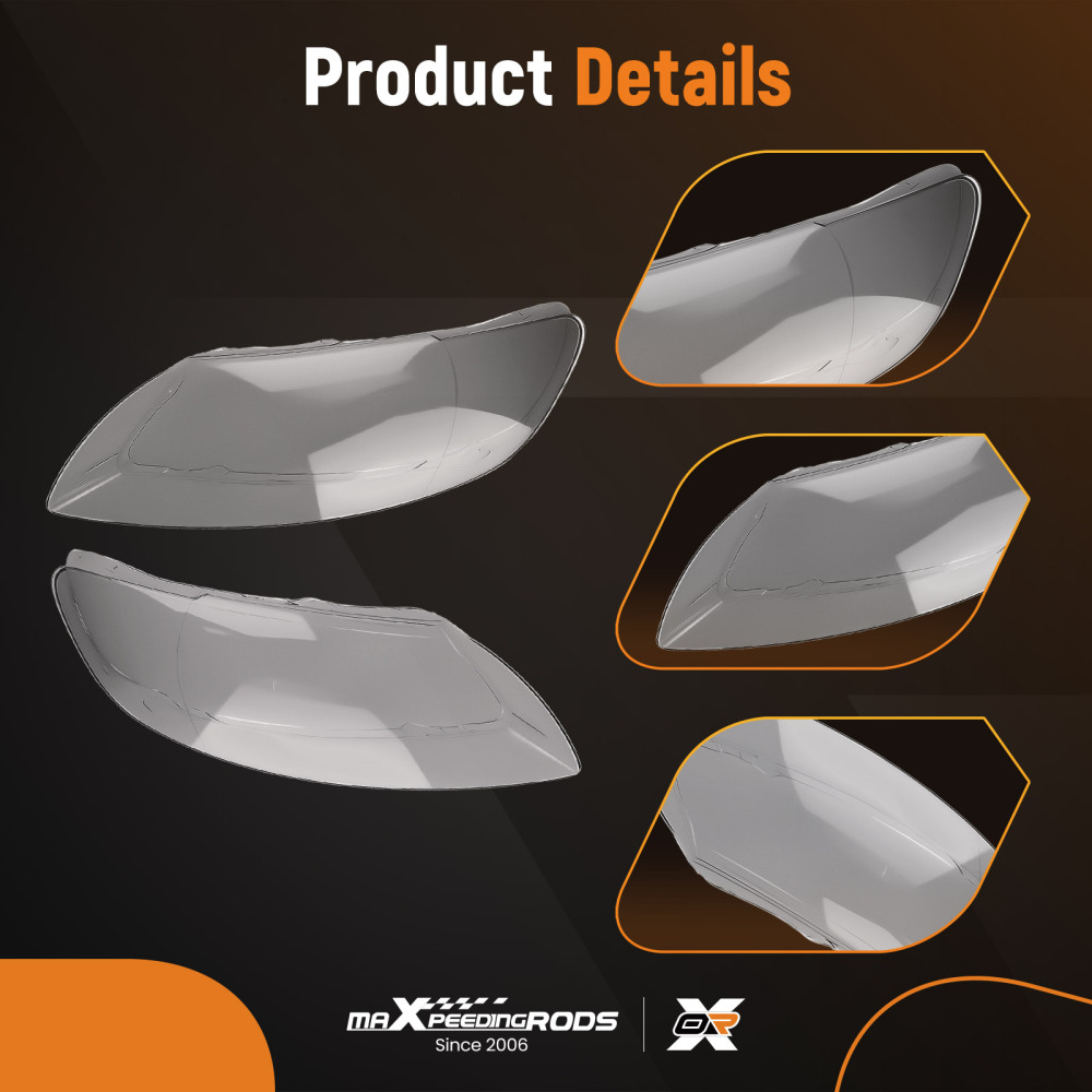 Clear Front Headlight Lens Cover compatible for Audi Q7 2006-2015 4L0941029 4L0941030 Pair