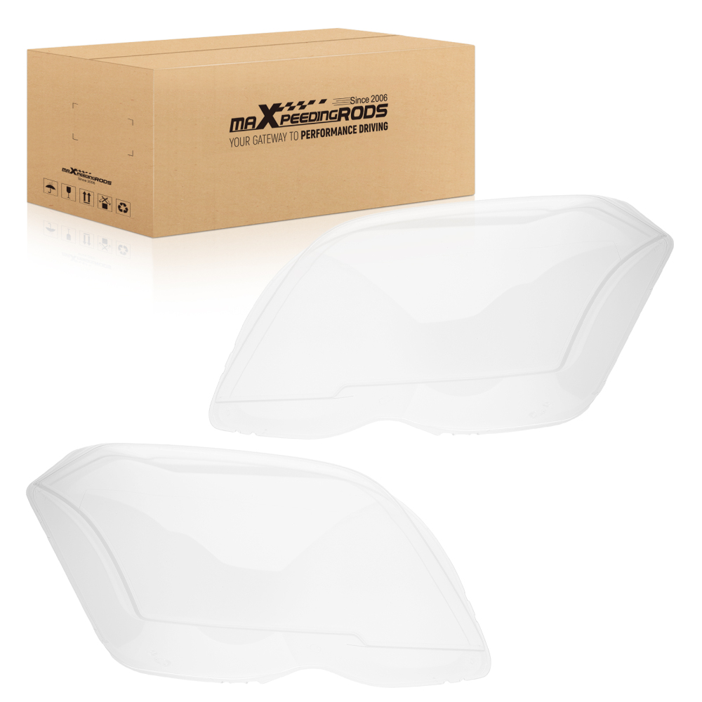 Pair Headlight Lens Cover Clear compatible for Mercedes-Benz GLK Class X204 2009-2012