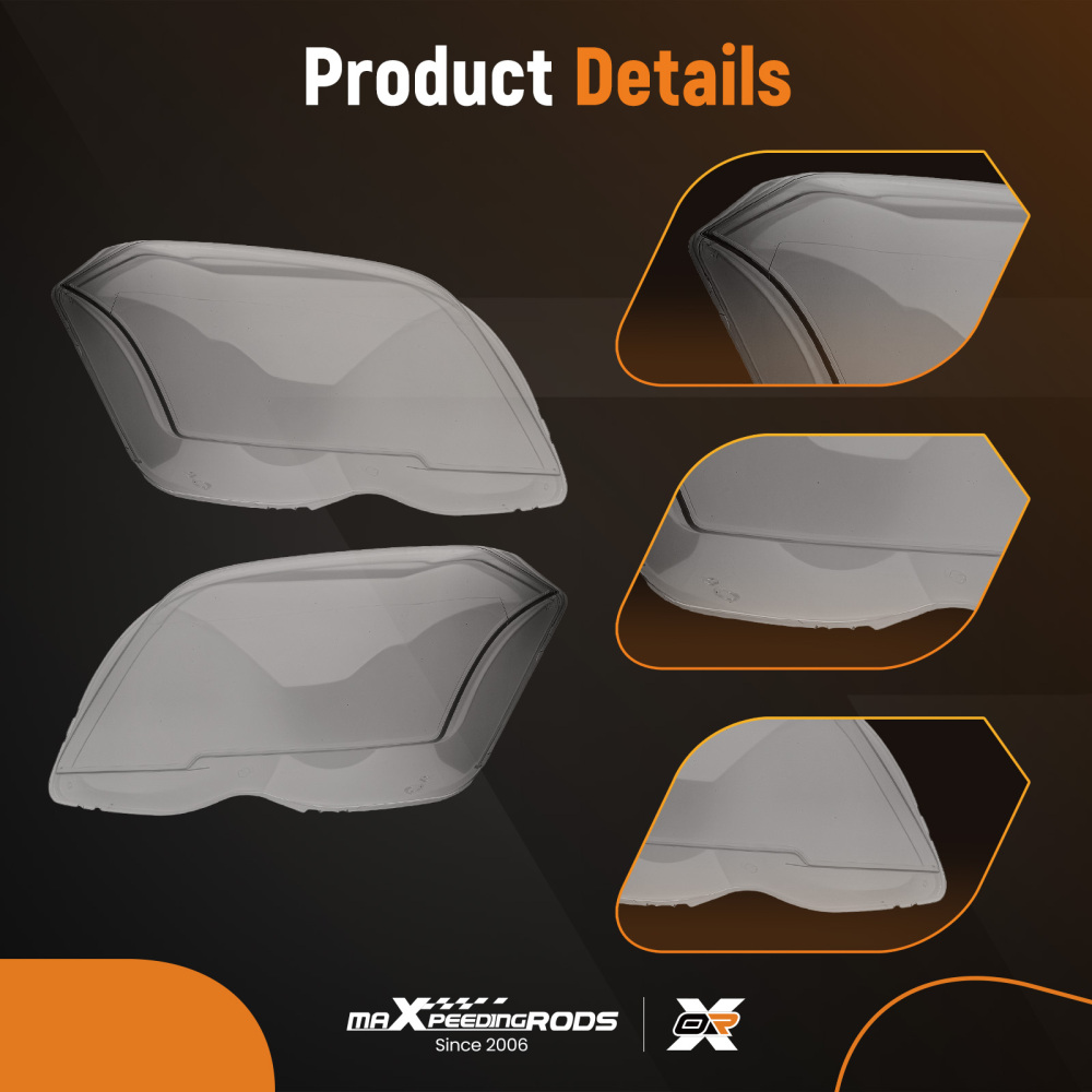 Pair Headlight Lens Cover Clear compatible for Mercedes-Benz GLK Class X204 2009-2012