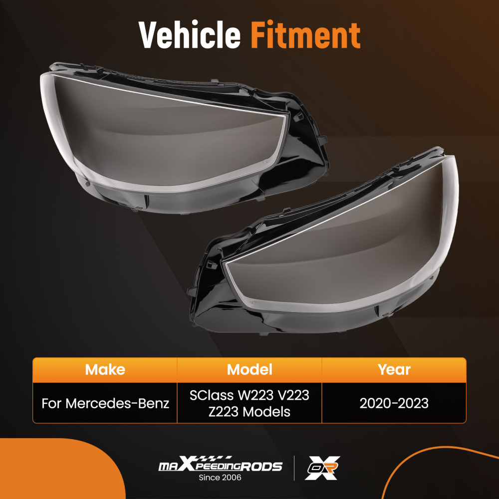 A Pair Headlight Lens Cover compatible for Mercedes-Benz S Class W223 V223 Z2232020-2023