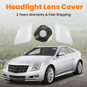 2 PCS Headlight Lens Cover + Glue compatible for Cadillac CTS 2008-2011 2012 2013