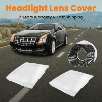 2 PCS Headlight Lens Cover + Glue compatible for Cadillac CTS 2008-2011 2012 2013