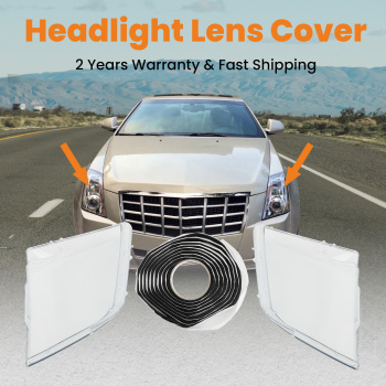 2 PCS Headlight Lens Cover + Glue compatible for Cadillac CTS 2008-2011 2012 2013