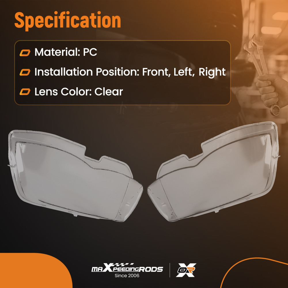 A Pair Headlight Lens Cover compatible for BMW X5 E53 2004-2006 63117166804 63117166818