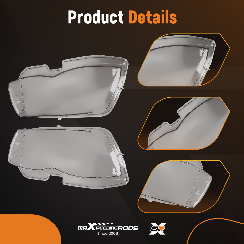 A Pair Headlight Lens Cover compatible for BMW X5 E53 2004-2006 63117166804 63117166818