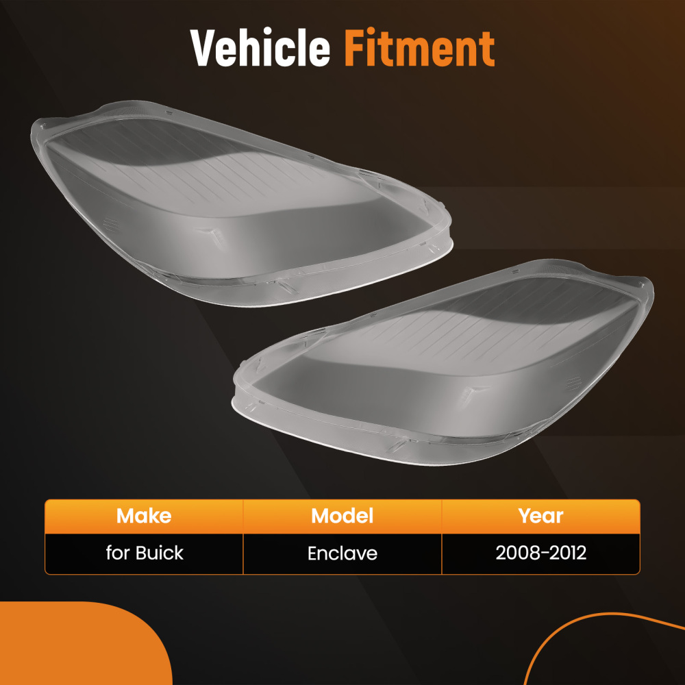 1 Pair Headlight Headlamp Lens Cover compatible for Buick Enclave 2008-2012 Left Right