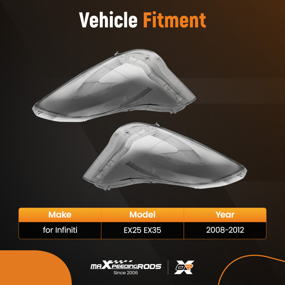 A Pair Headlight Lens Cover compatible for Infiniti EX25 EX35 2008-2012Polycarbonate