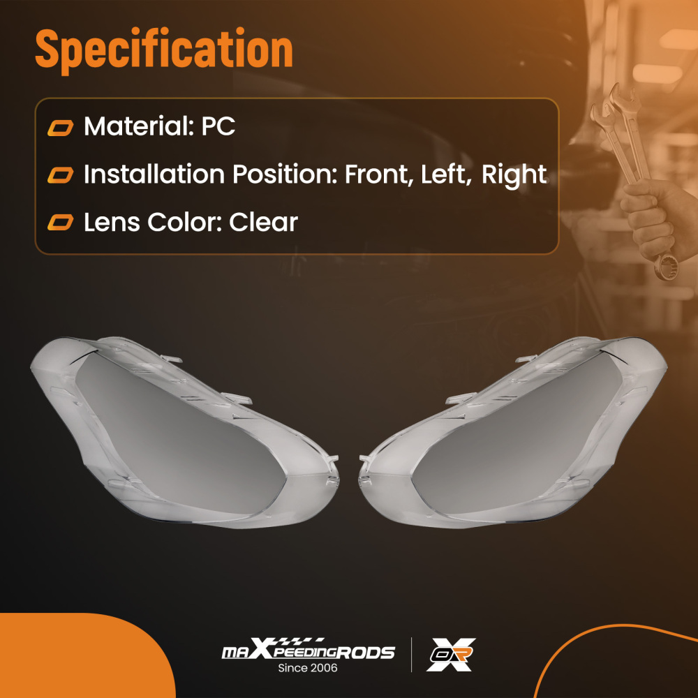 Policarbonato Una coppia di coperture for fari compatibile per BMW X5 E70 2007-2013Liscia