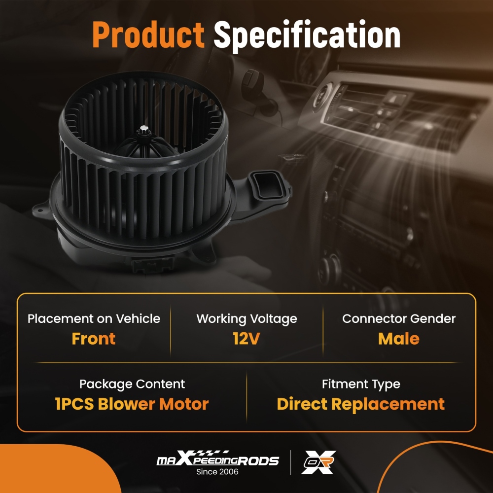 Front HVAC Blower Motor w/ Fan Cage compatible for Kenworth T170 2013-2017 1504123 A58511