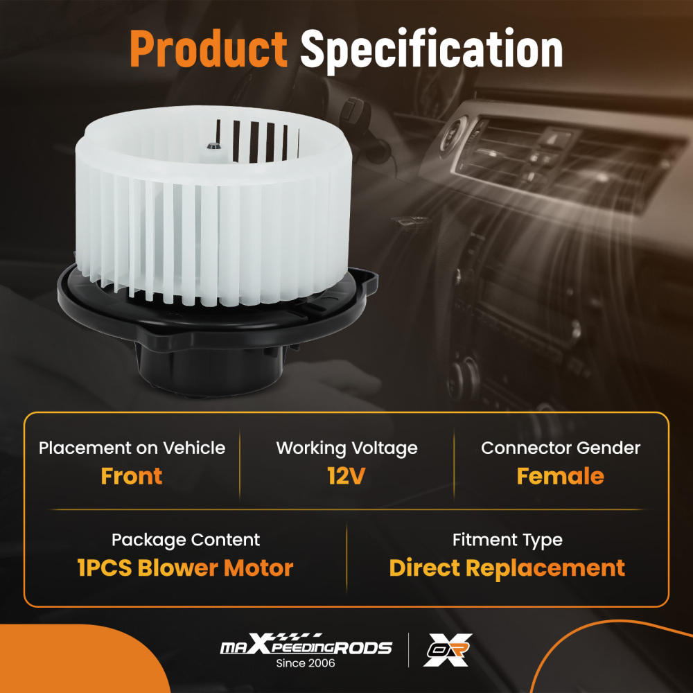 Front Heater Blower Motor with Fan Cage compatible for Honda Pilot 2003-2008 79310-S84-A01