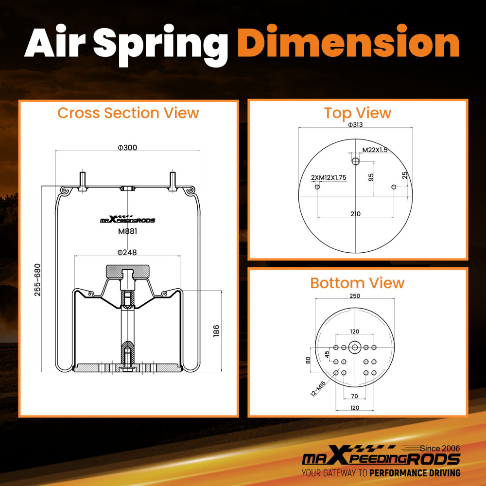 Air Suspension Spring Bag for Firestone W01-M58-8966 CO1-M58-1115