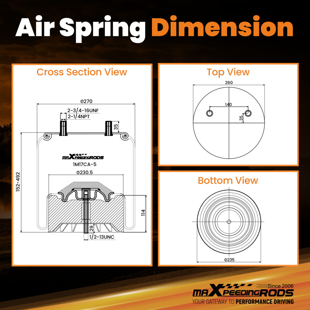 Pair Air Bellow Suspension Bags For Firestone W01-358-8709 for Goodyear 1R13159