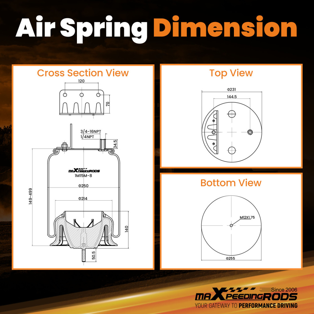 Pair Air Suspension Bellow Bags for Firestone W01-358-9648 for Goodyear 1R12-538