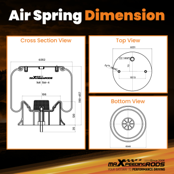 2pcs Air Suspension Bags compatible for Peterbilt 1R12-069 for Goodyear W01-358-9069