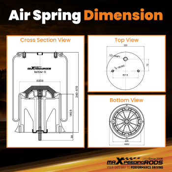 Pair Air Suspension Bags compatible for Peterbilt 03-07887 for Firestone W01-358-8852