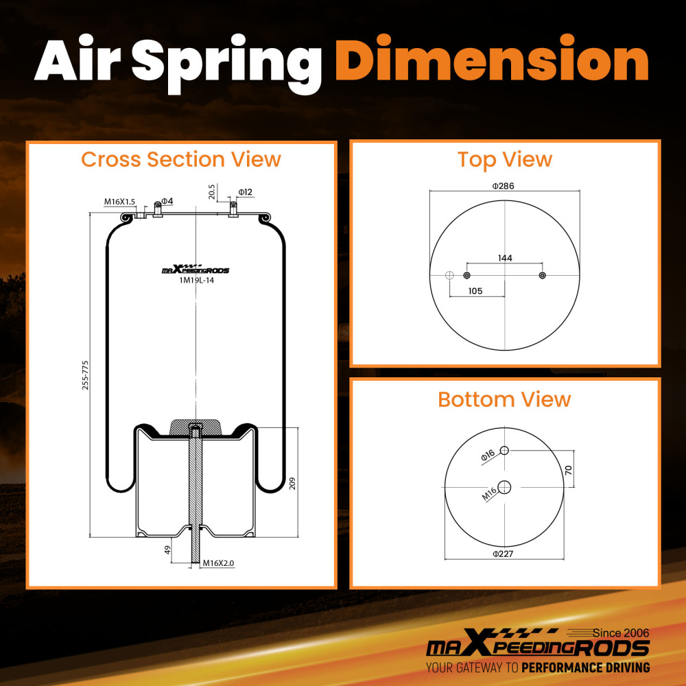 Air Spring Bellow Bag for Firestone W01-095-0500 for Goodyear 1R14-753
