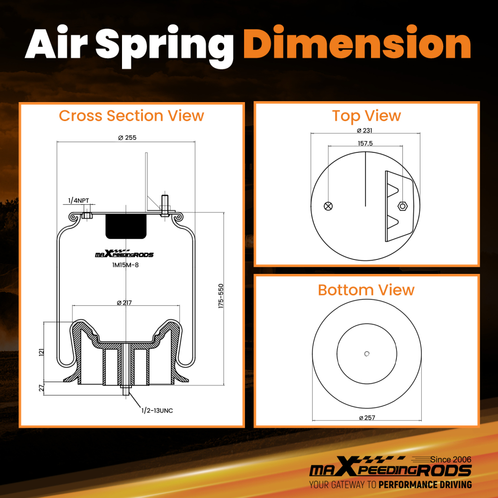 AirSpring Bag 1/4 NPT For FirestoneW01-455-9373 for Goodyear 1R12-403