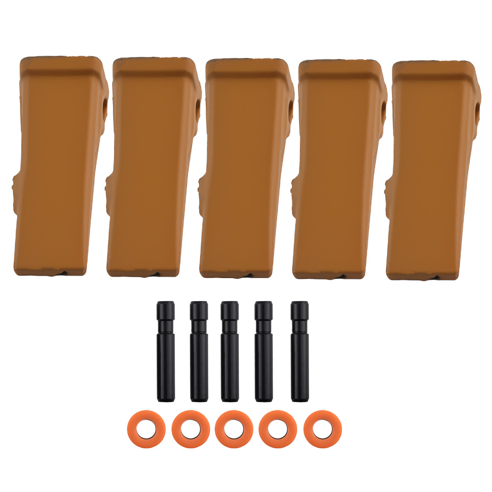 5PCS Bucket Teeth compatible for CAT J200 1U-3202 8E6208 Carbon Steel w/ Pins Kit