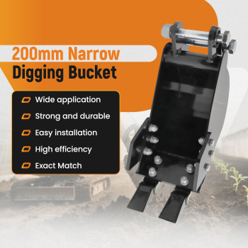 Narrow Bucket Accessory 2-teeth For Typhon compatible for Mini-excavators Direct Replacement