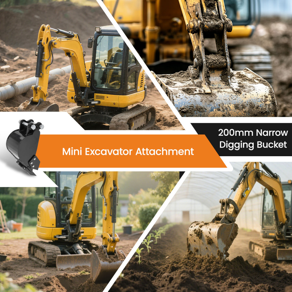 Narrow Bucket Accessory 2-teeth For Typhon compatible for Mini-excavators Direct Replacement