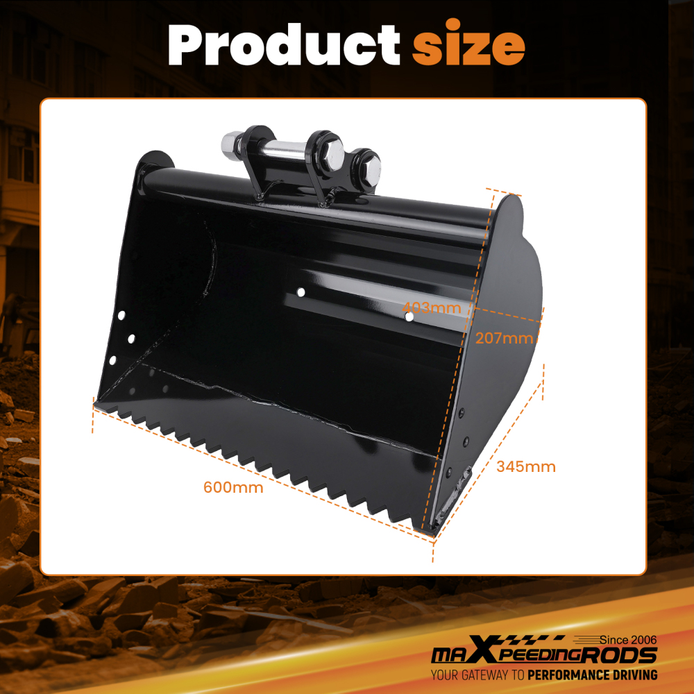 600mm Plain Bucket Grading Flat Attachment compatible for Mini Excavator Digger Flat Bucket