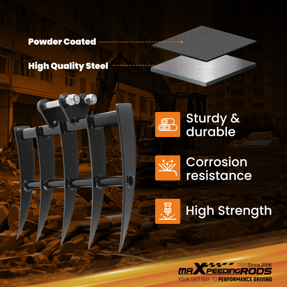 Digger Rake Excavator Attachment Rake Attachments Tools for Grading Loosening