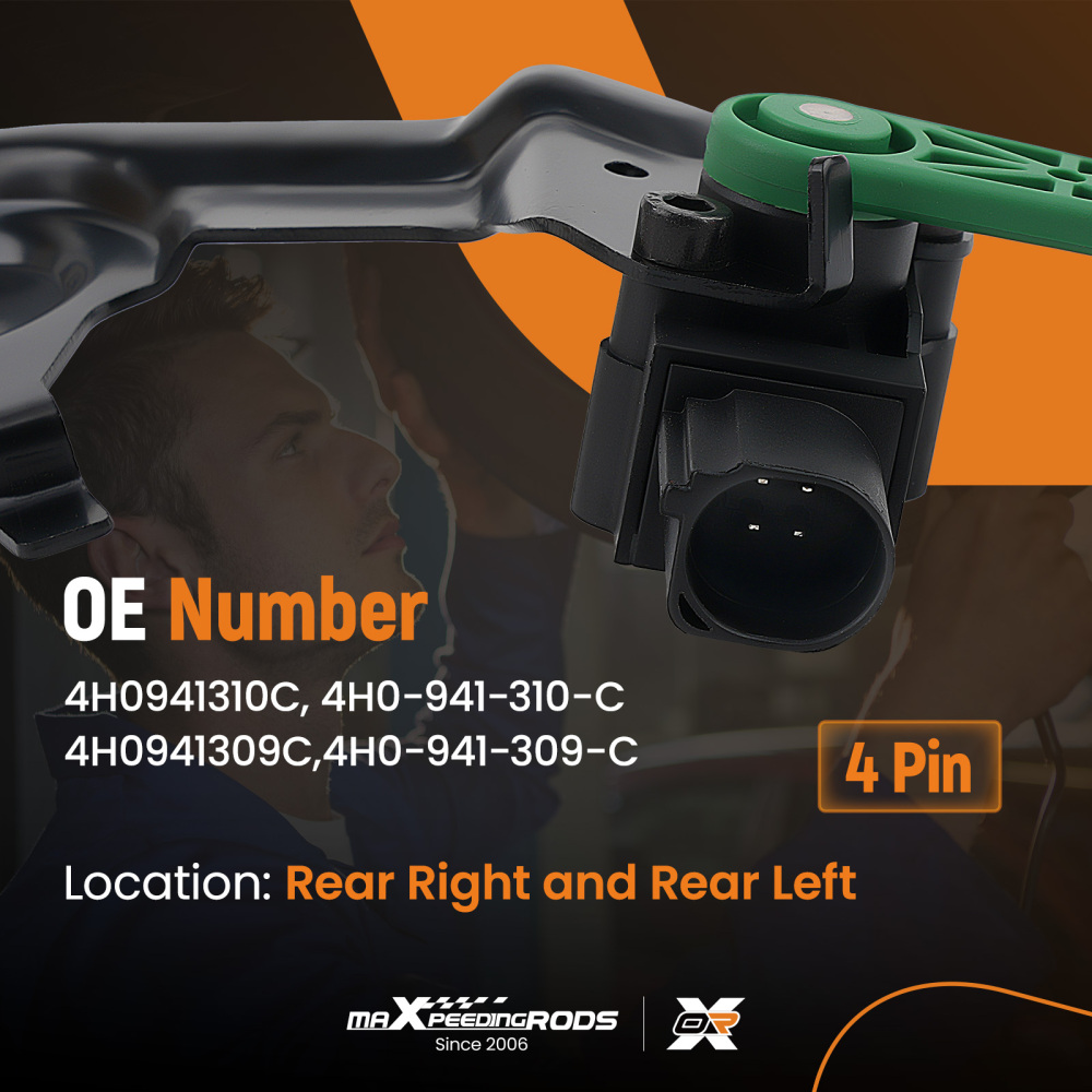 2Pcs Rear Suspension Height Level Sensor compatible for Audi A6 Quattro S6 A8 4H0941309C