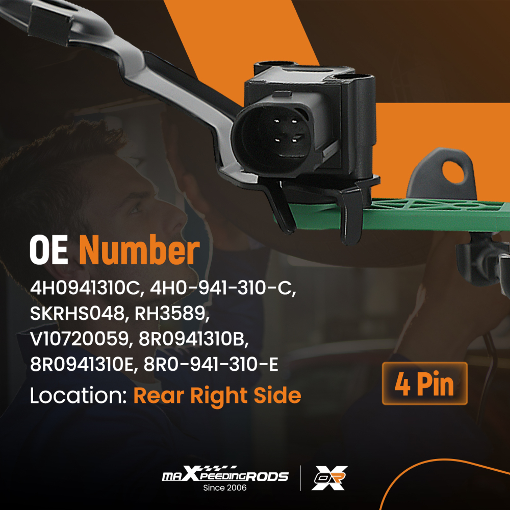 Rear Right Headlight Level Sensor compatible for Audi A6 2.0L L4 2012-2018 4H0941310C