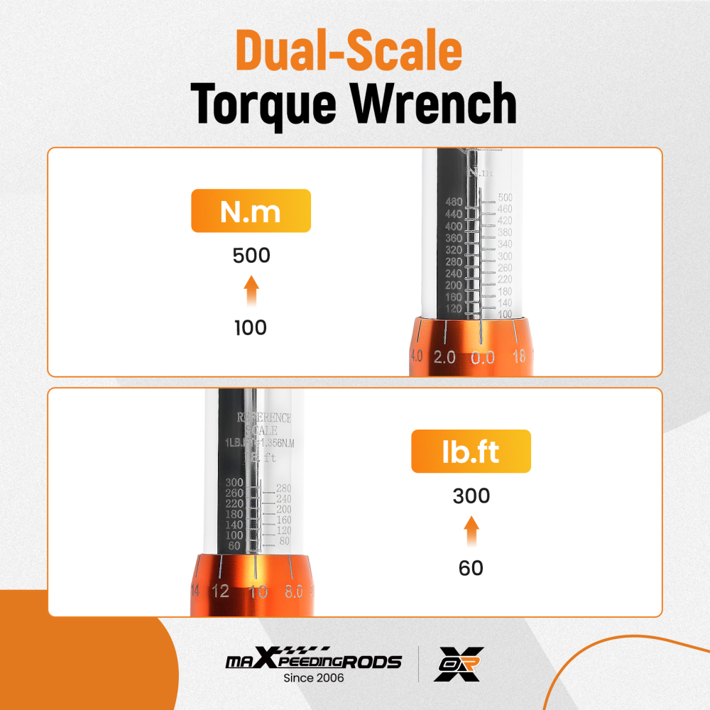 3/4 Adjustable Click Torque Wrench 100-500 Nm Aluminum Alloy Tool Set