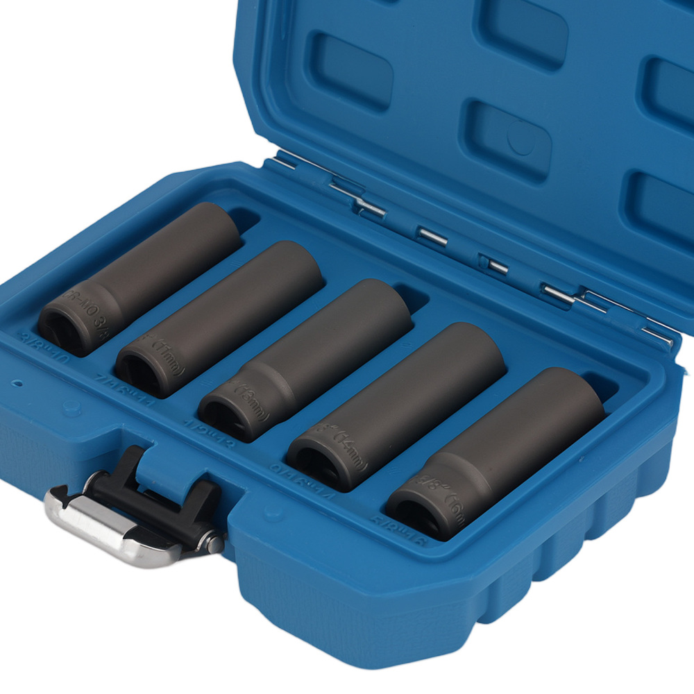 3/8 Drive Deep Damaged Socket Kit 10-16mm Twist Design Bolt Removal Tool Set