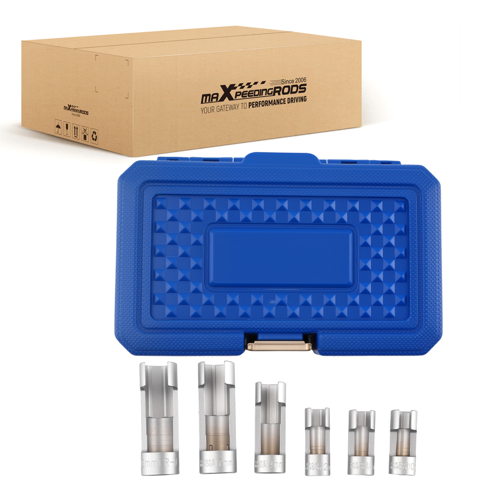 6 Piece Difficult Access Socket Set 3/81/2 Drive 10-19mm for Auto Repair