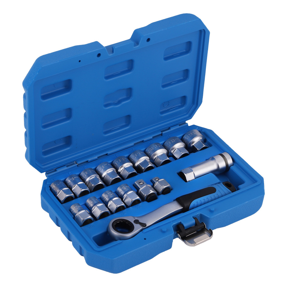 Set chiavi a bussola passanti con cricchetto 10-24mm 3/8 1/2 Reversibile