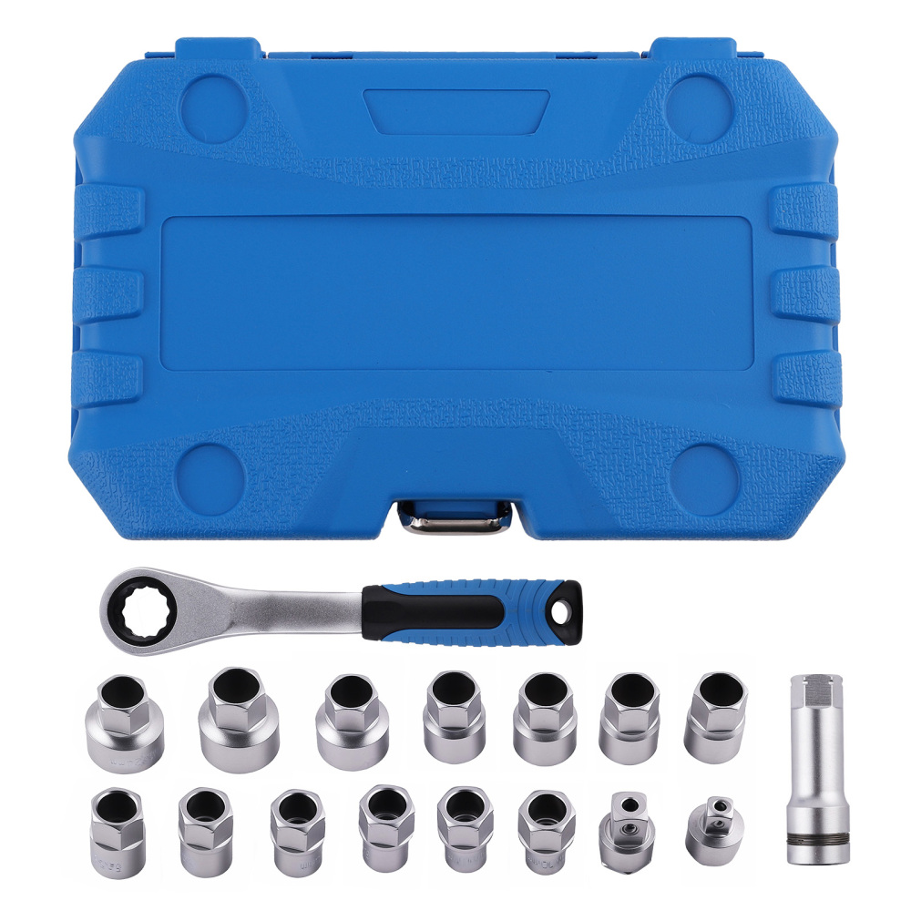 Set chiavi a bussola passanti con cricchetto 10-24mm 3/8 1/2 Reversibile