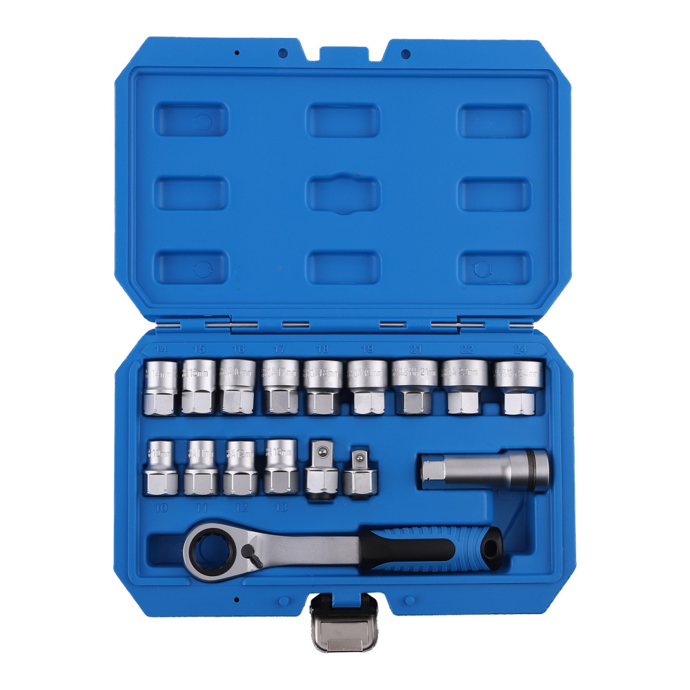 Set chiavi a bussola passanti con cricchetto 10-24mm 3/8 1/2 Reversibile