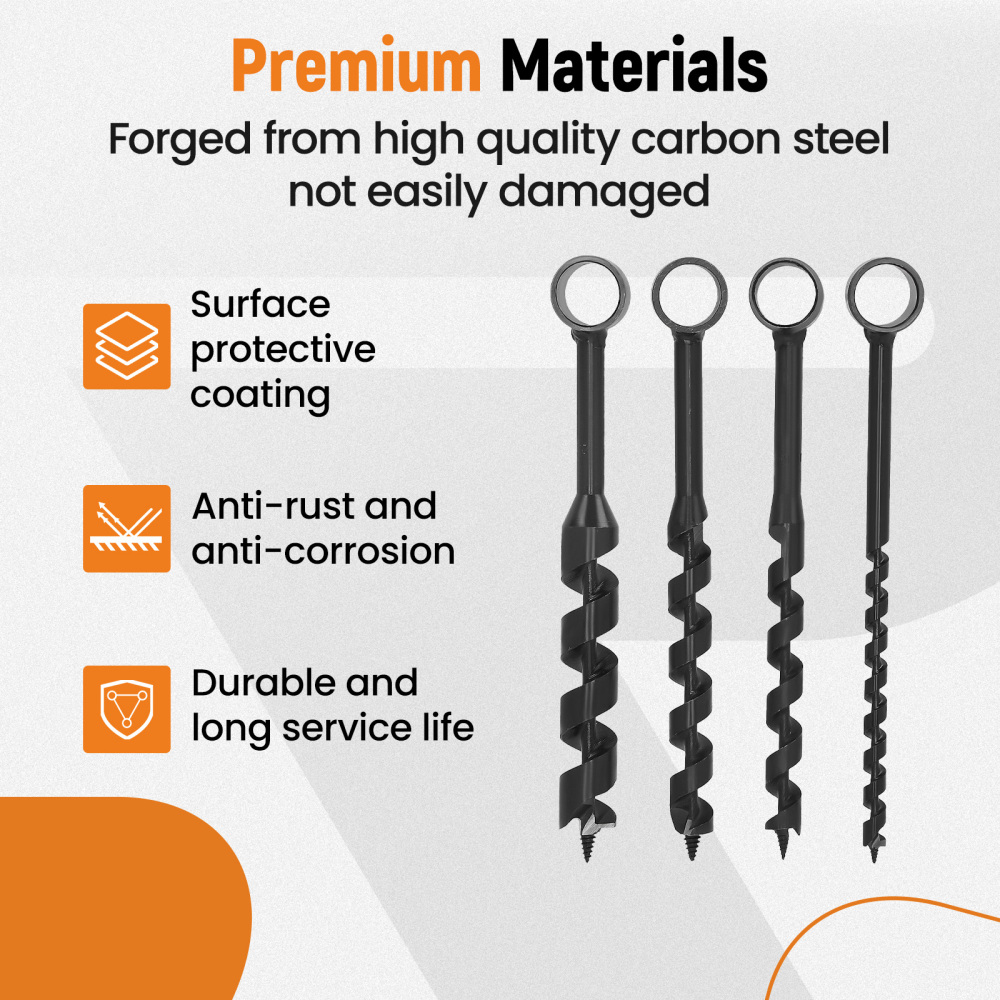 4 Pcs Hand Auger Wood Drill Bushcraft Gear Survival Tools for Dowel Holes