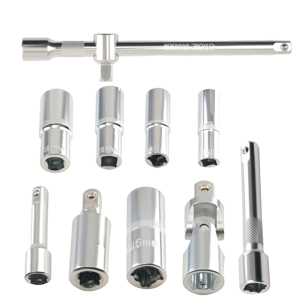 108PCS Drive Ratchet Set 1/2 1/4 Socket Mechanics Tool Kit CR-V Chrome