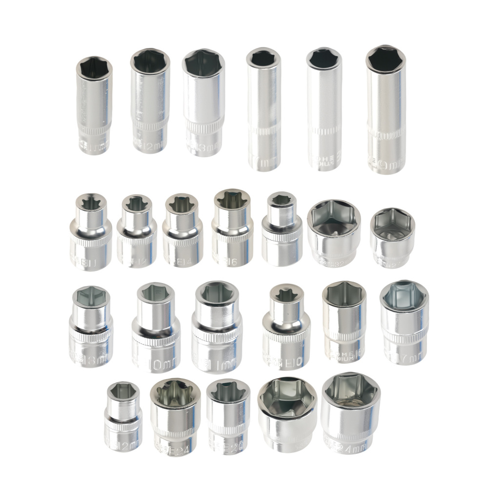 108PCS Drive Ratchet Set 1/2 1/4 Socket Mechanics Tool Kit CR-V Chrome